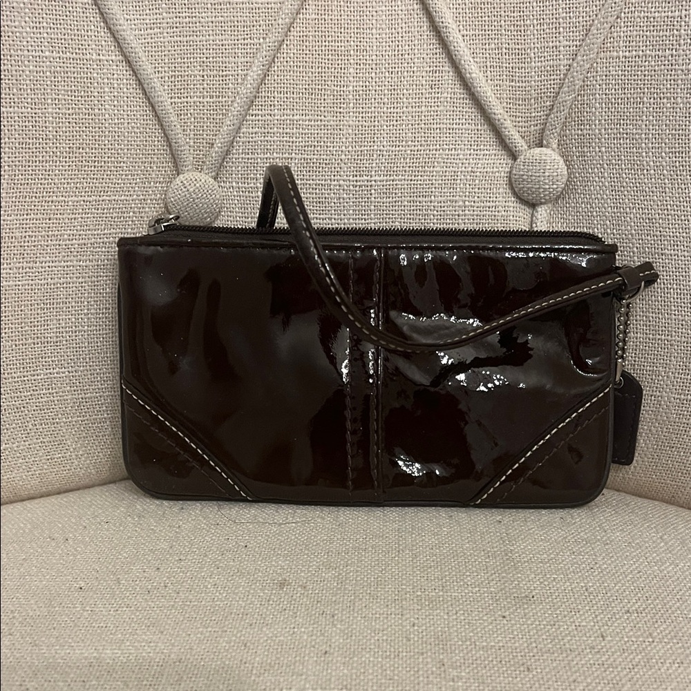 Coach Black Patent Leather Wristlet - Picture 4 of 4